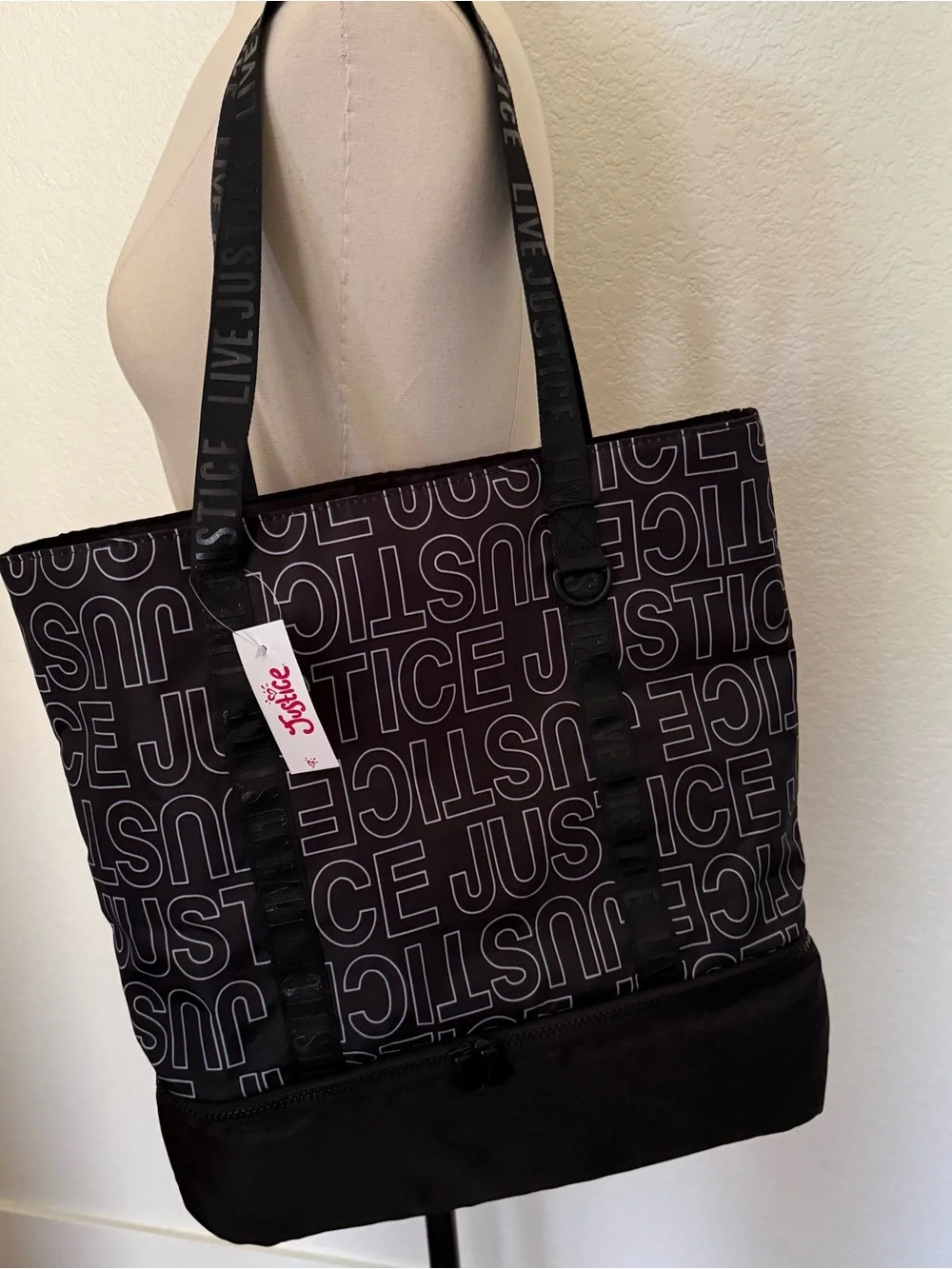 Justice Logo Drawstring Sport/Dance/ Travel Tote NWT